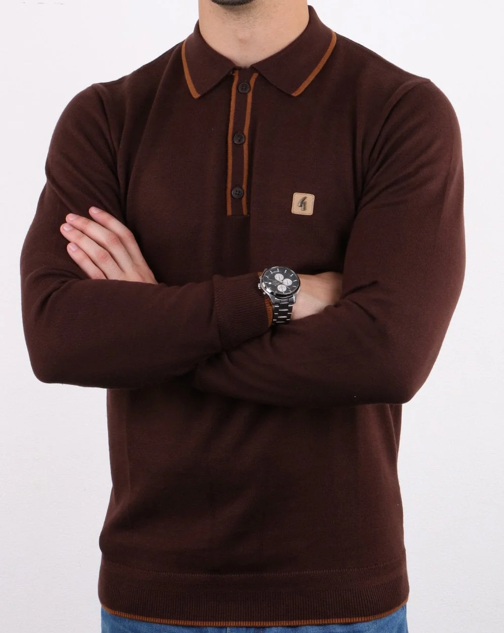 Gabicci Vintage Linekar Polo Shirt Cocoa - Image 3