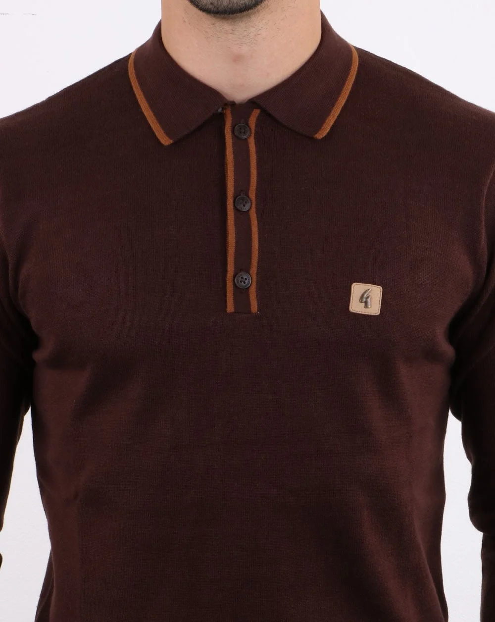 Gabicci Vintage Linekar Polo Shirt Cocoa - Image 4