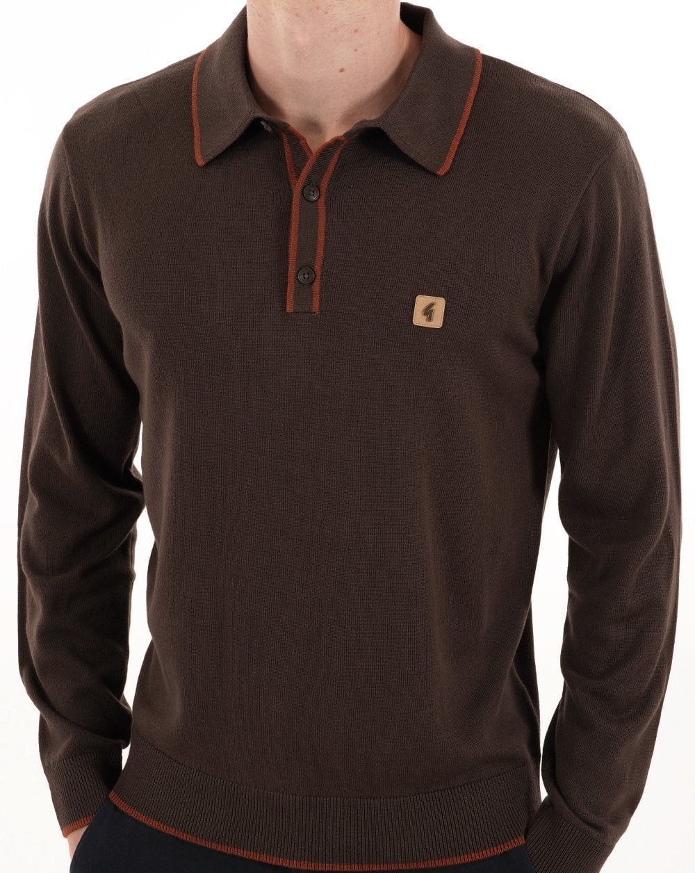 Gabicci Vintage Lineker Knit Polo Clove - Image 2