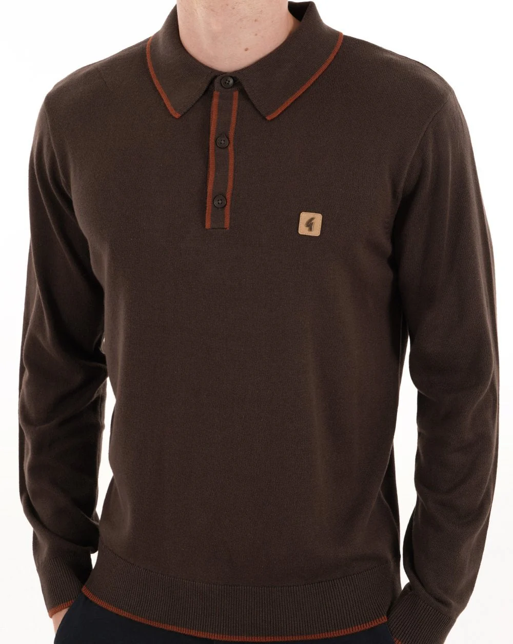 Gabicci Vintage Lineker Knit Polo Clove - Image 3