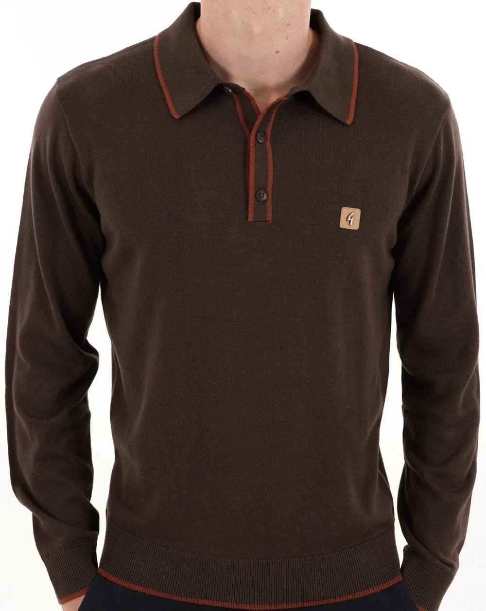 Gabicci Vintage Lineker Knit Polo Clove - Image 4