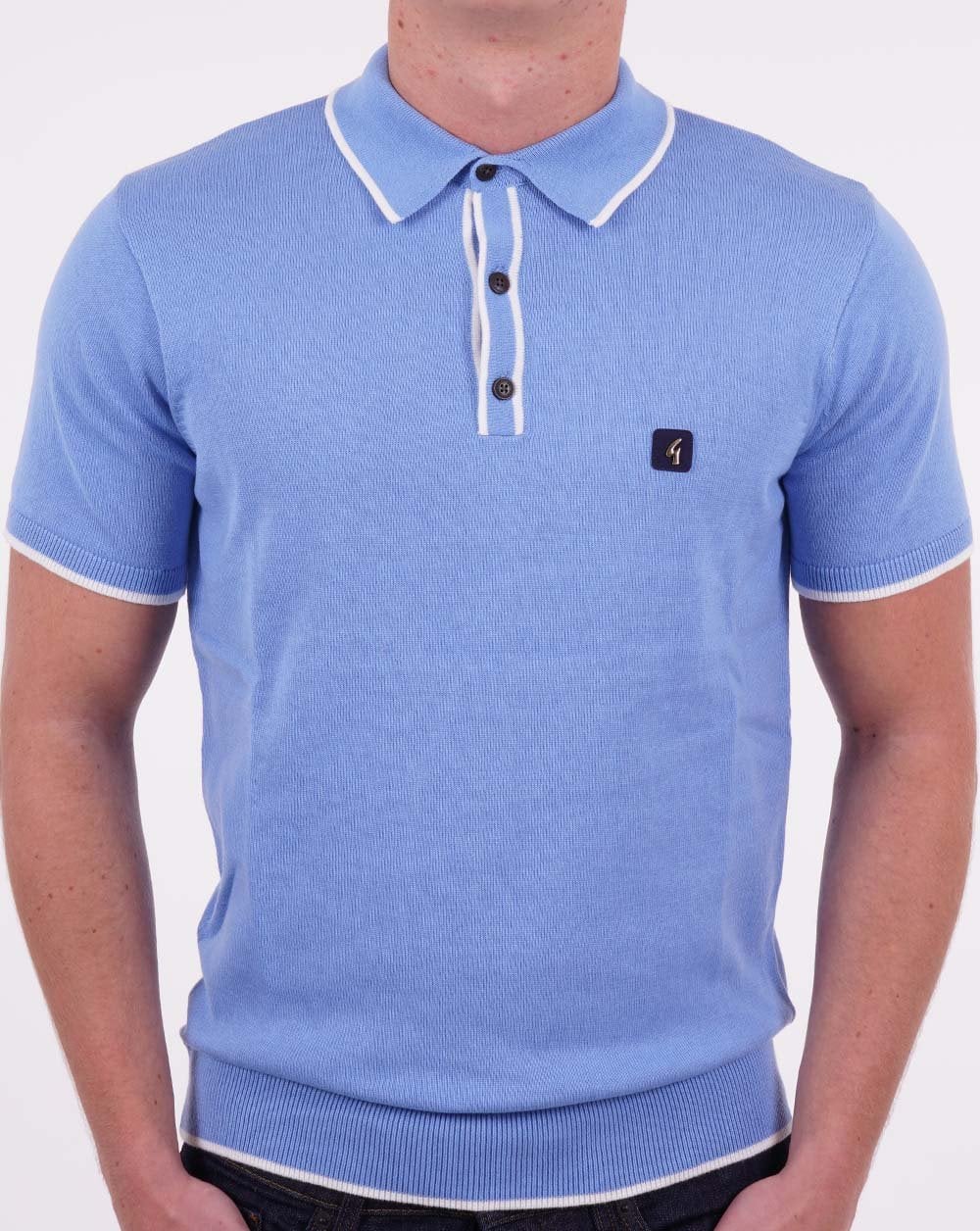 Gabicci Vintage Lineker Knitted Polo Marina Blue - Image 4