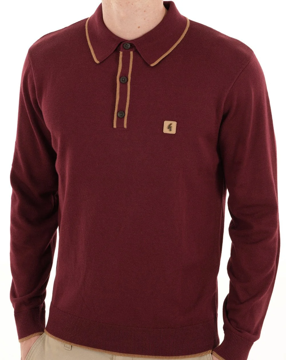Gabicci Vintage Lineker Knitted Polo Mulberry - Image 2