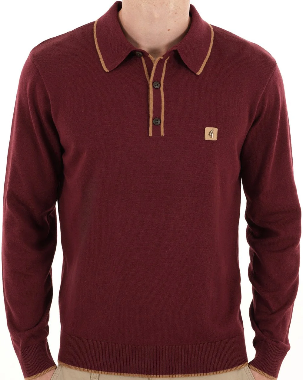 Gabicci Vintage Lineker Knitted Polo Mulberry - Image 4