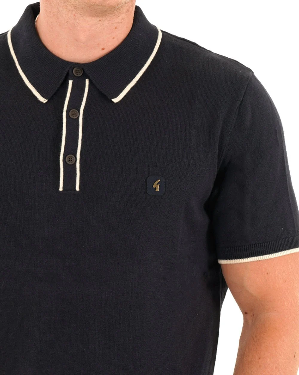Gabicci Vintage Lineker Knitted Polo Navy - Image 4