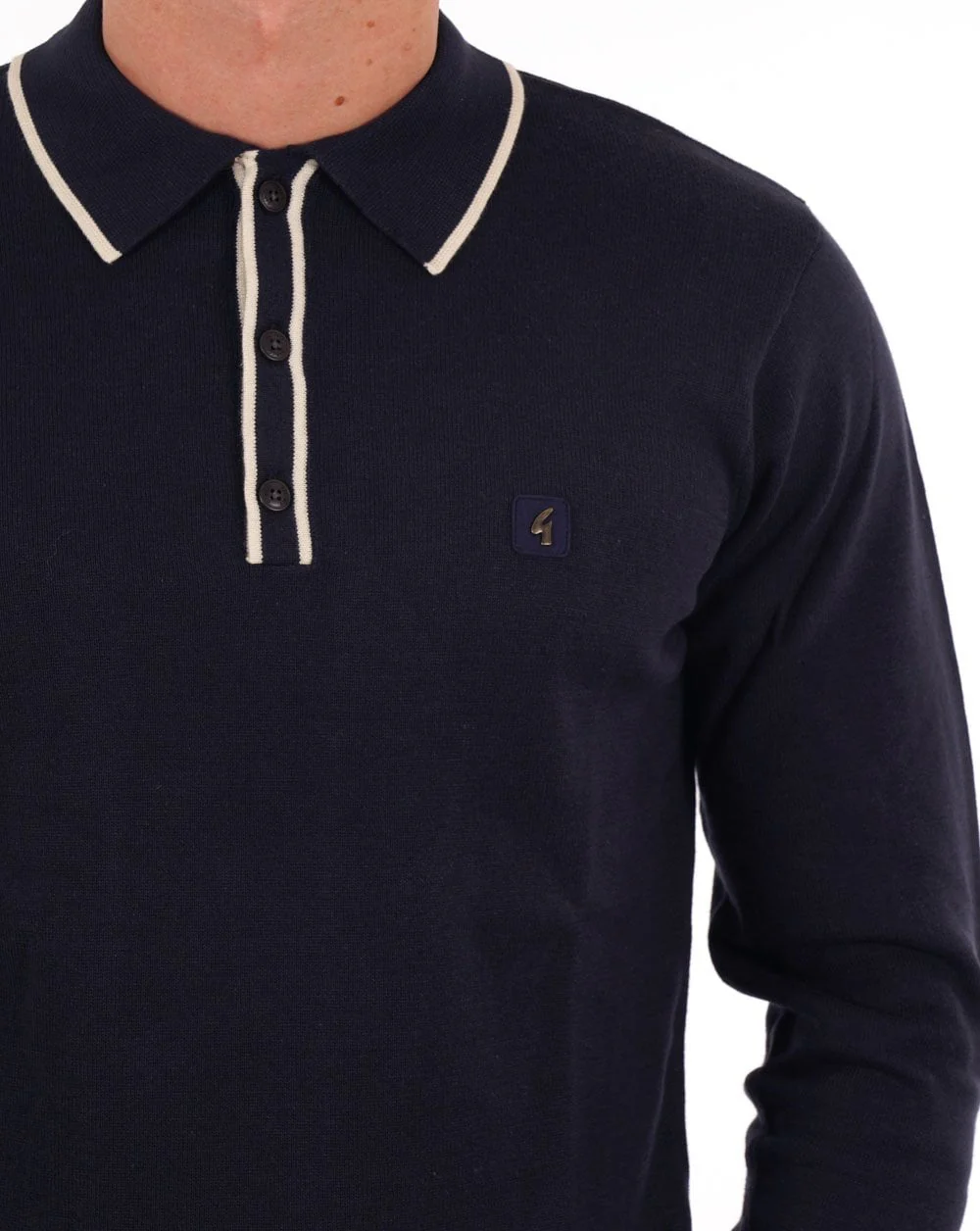 Gabicci Vintage Lineker Knitted Polo Navy - Image 3