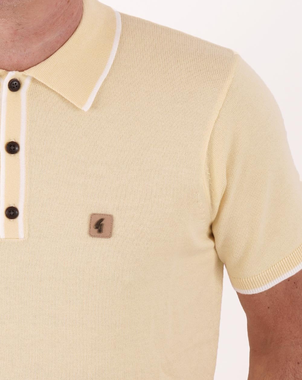 Gabicci Vintage Lineker Knitted Polo Vanilla - Image 2