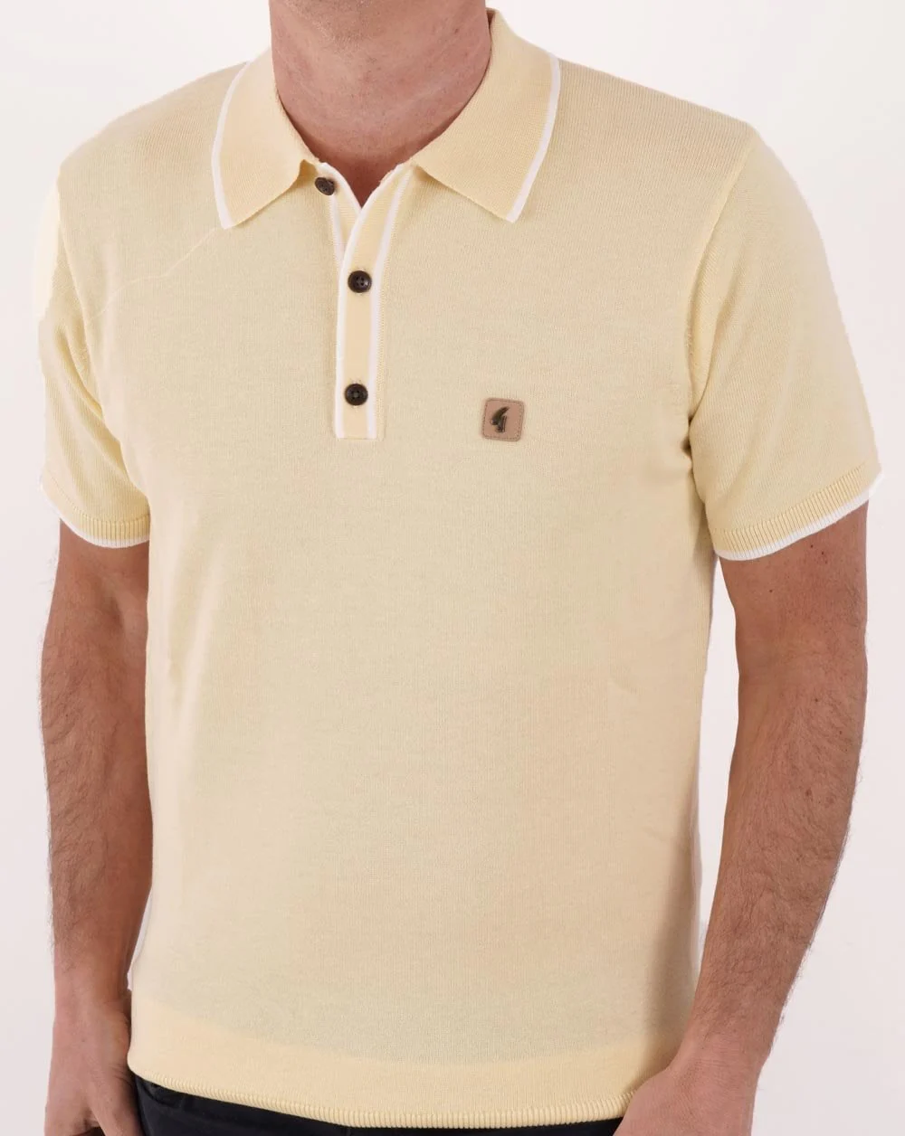 Gabicci Vintage Lineker Knitted Polo Vanilla - Image 3