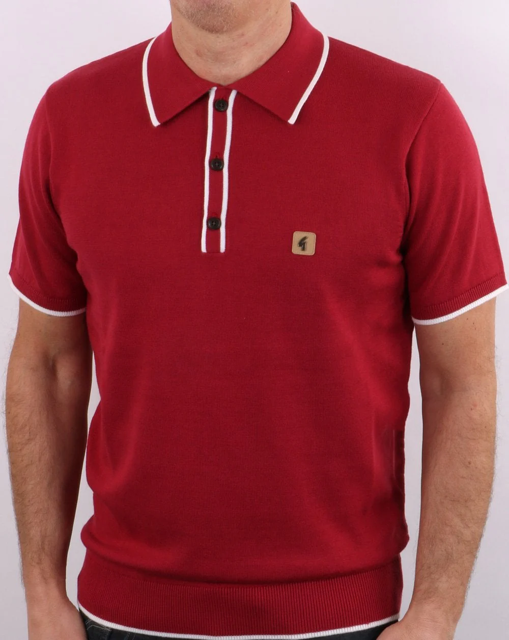 Gabicci Vintage Lineker Polo Berry Red - Image 2
