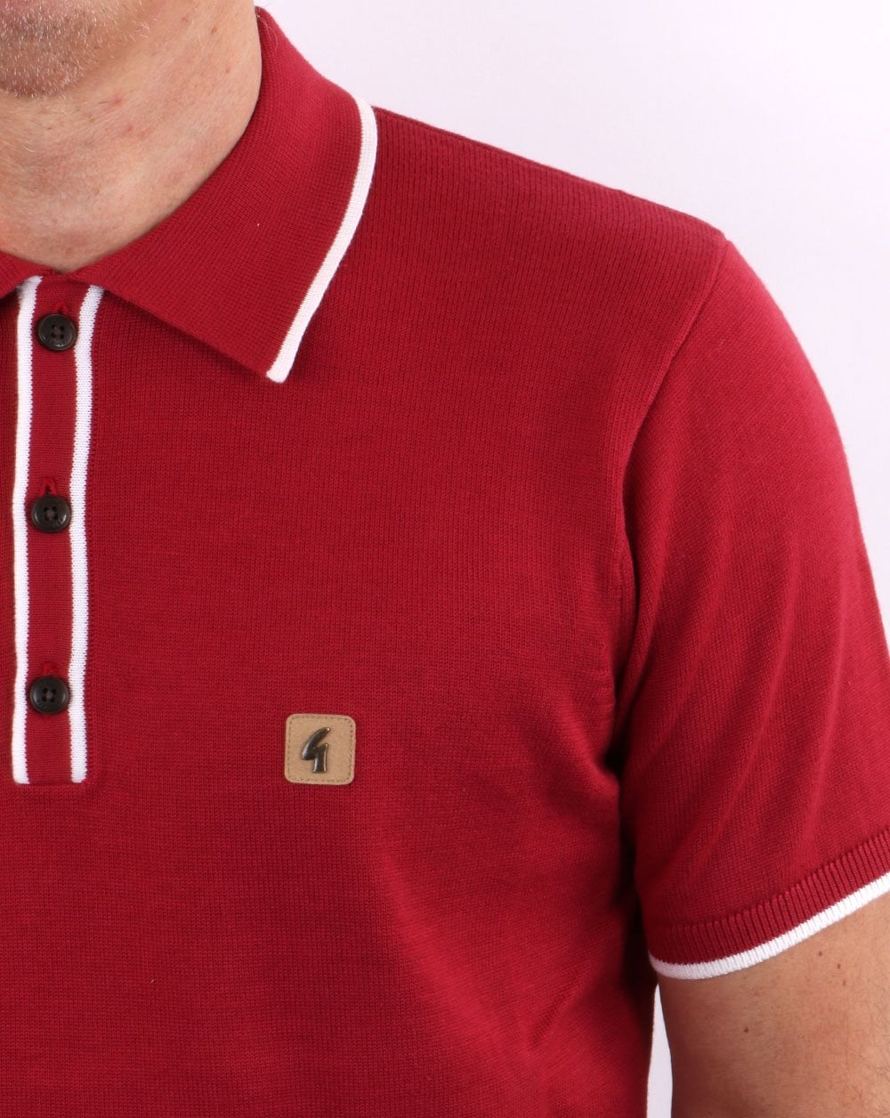 Gabicci Vintage Lineker Polo Berry Red - Image 3