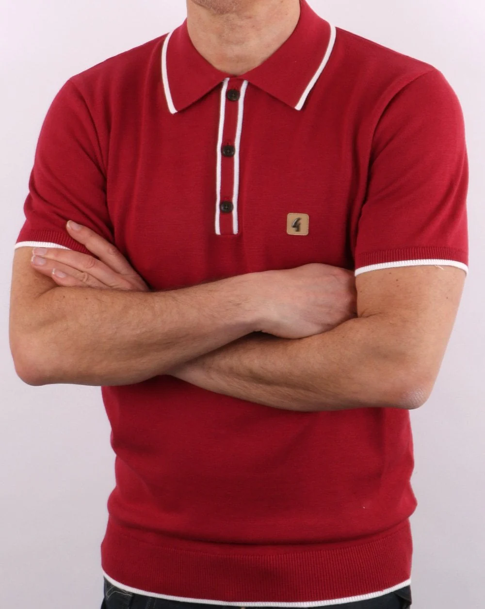 Gabicci Vintage Lineker Polo Berry Red - Image 4