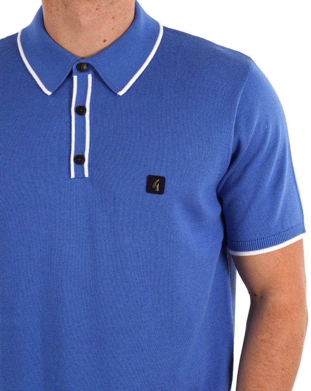 Gabicci Vintage Lineker Tipped Knitted Polo Thames - Image 2