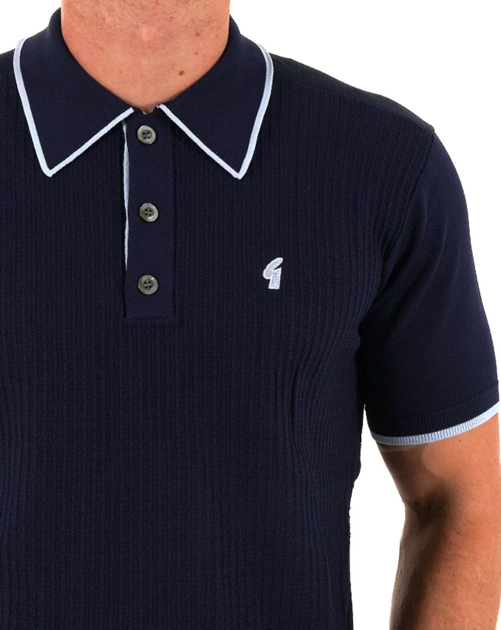 Gabicci Vintage Malcolm Knitted Polo Navy - Image 2