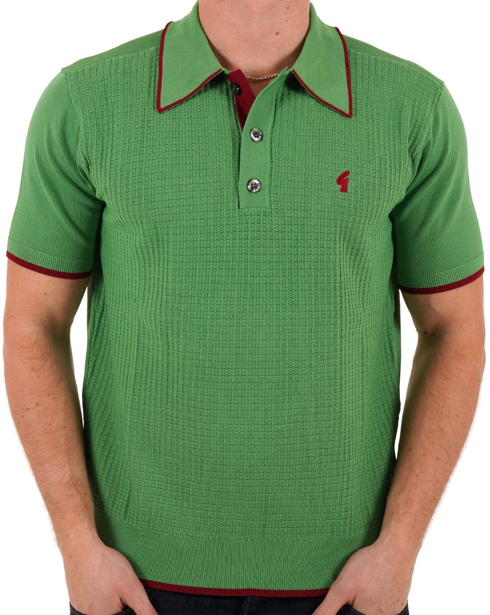 Gabicci Vintage Malcolm Knitted Polo Verde - Image 3