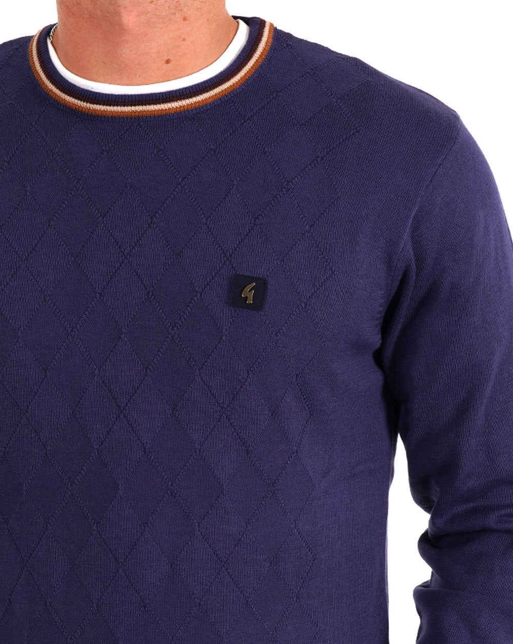 Gabicci Vintage Marlon Knitted Jumper Storm Blue - Image 2