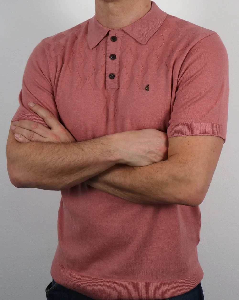 Gabicci Vintage Masso Polo Shirt Candy Pink - Image 3