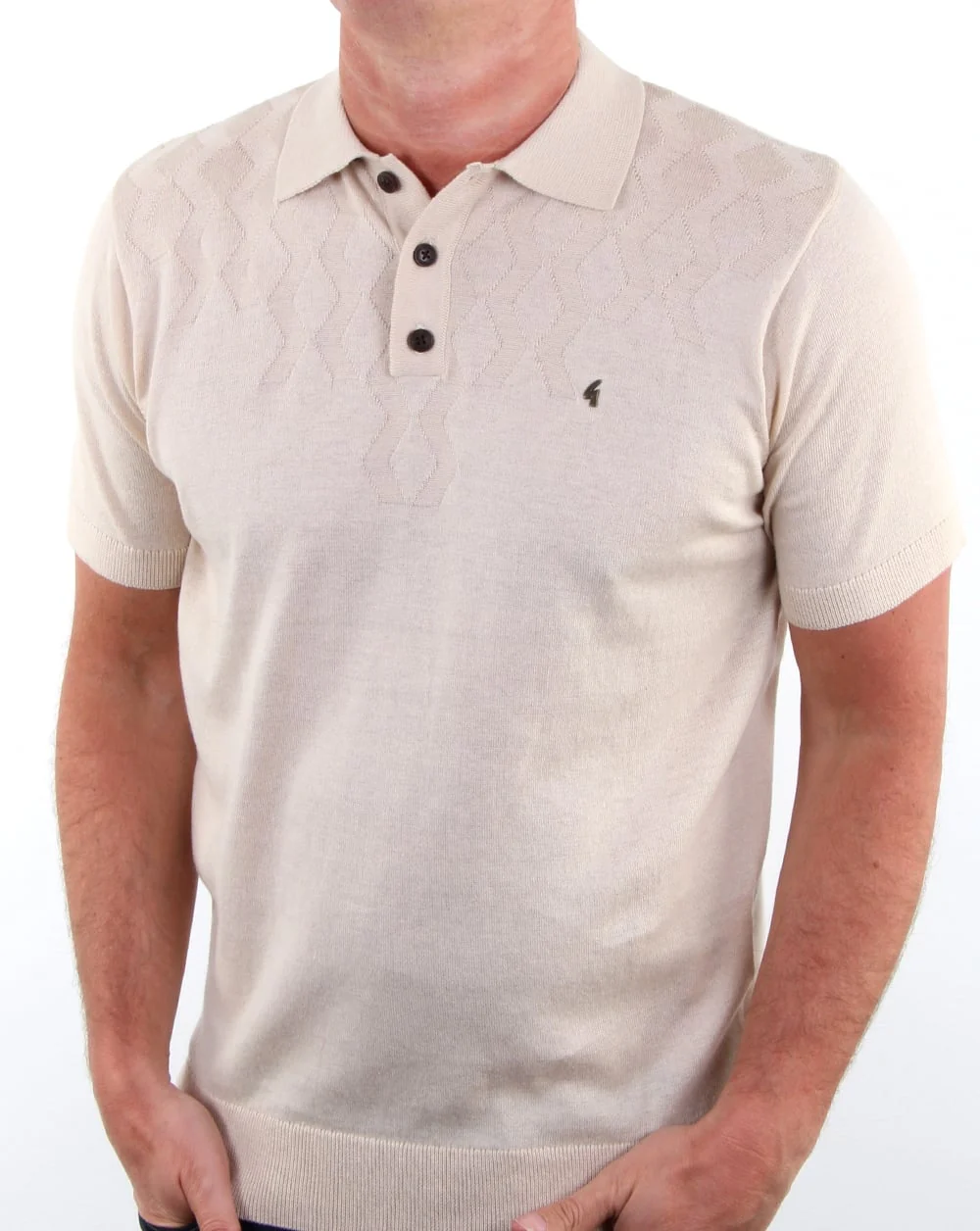 Gabicci Vintage Masso Polo Shirt Oat - Image 3