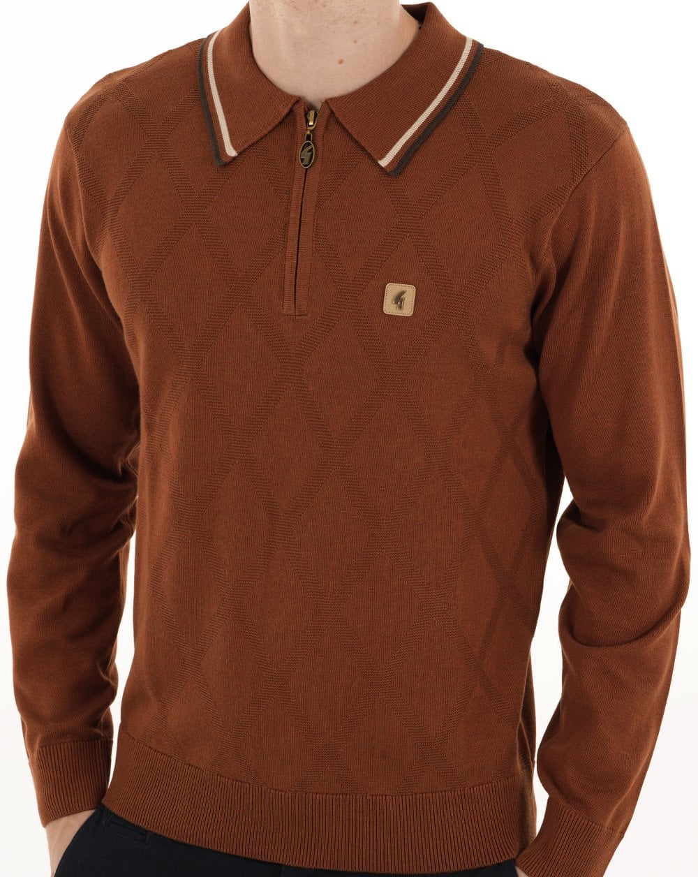 Gabicci Vintage Moore Knitted Polo Paprika - Image 3