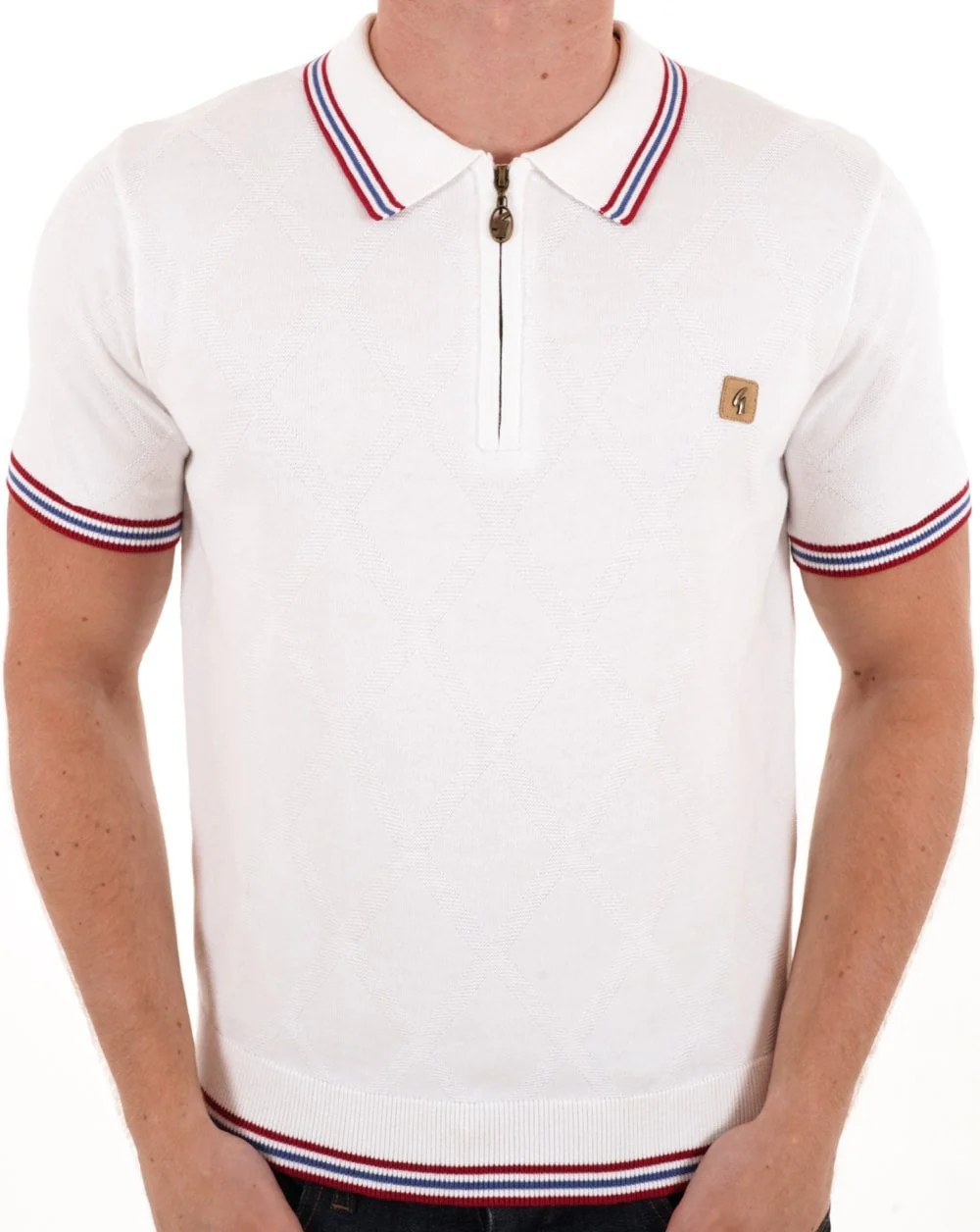 Gabicci Vintage Moore Knitted Polo White - Image 3