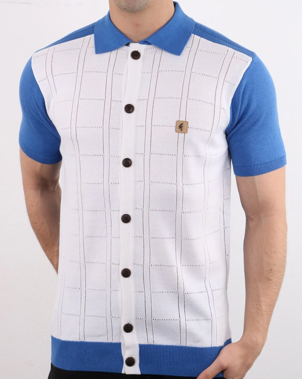 Gabicci Vintage Morgan Polo Shirt White and Blue - Image 2