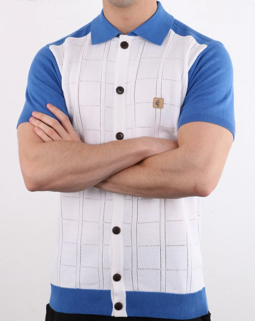 Gabicci Vintage Morgan Polo Shirt White and Blue - Image 3