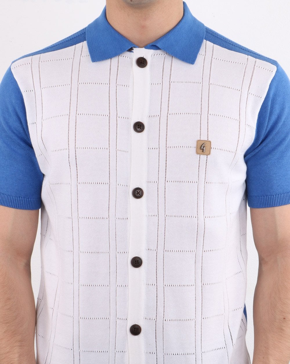 Gabicci Vintage Morgan Polo Shirt White and Blue - Image 4