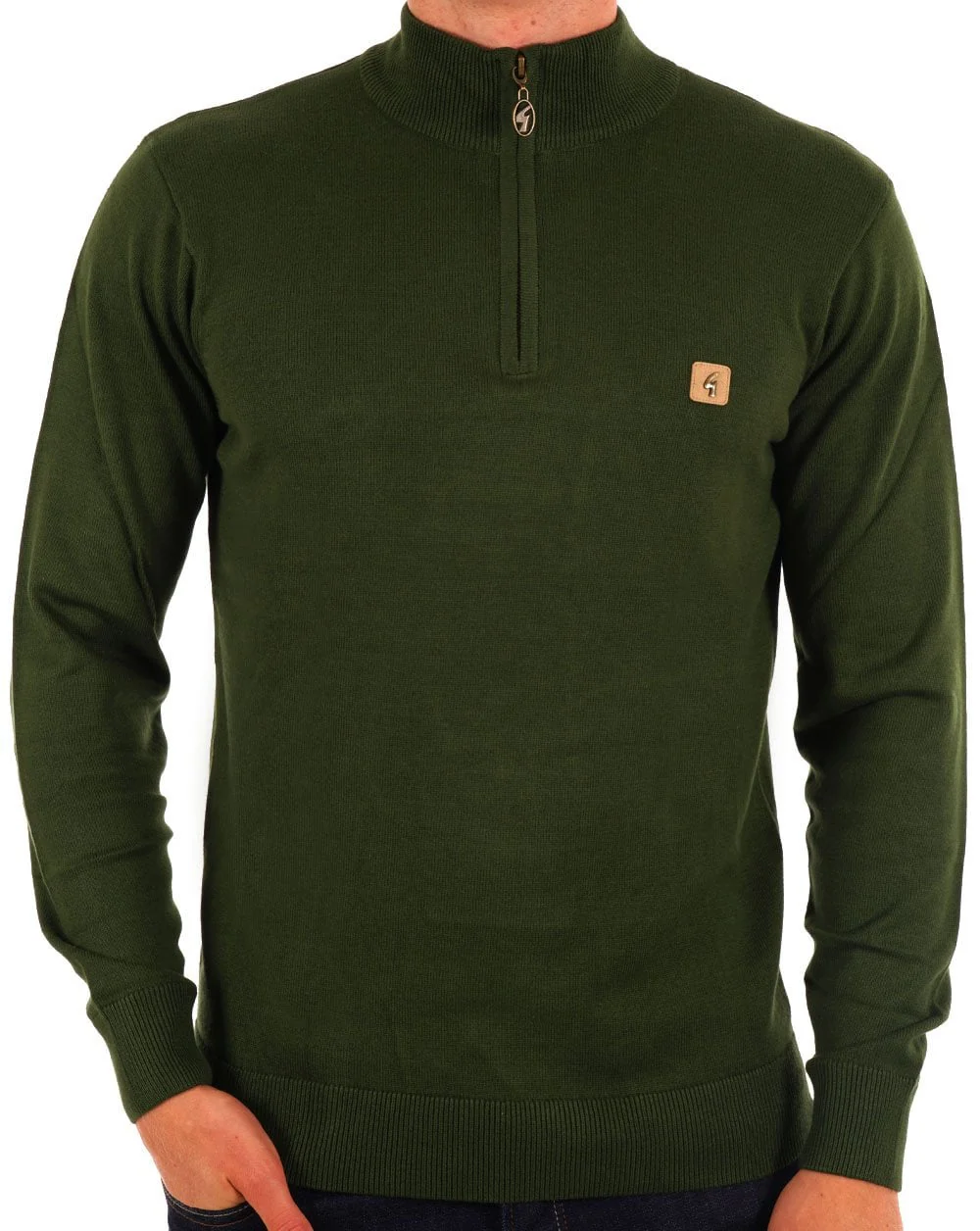 Gabicci Vintage Naxton Quarter Zip Jumper Forest - Image 2