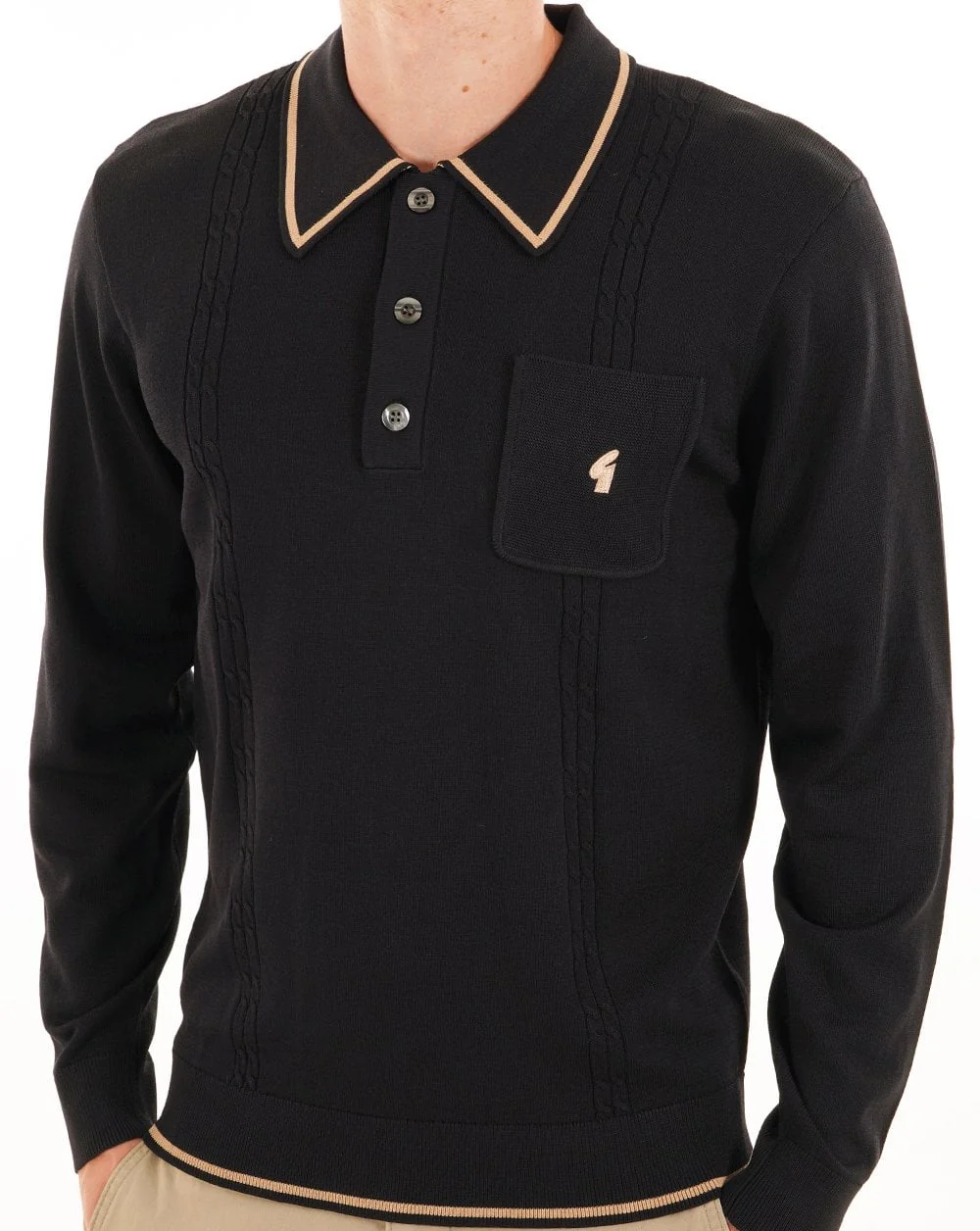 Gabicci Vintage Ned Archive Polo Black - Image 2