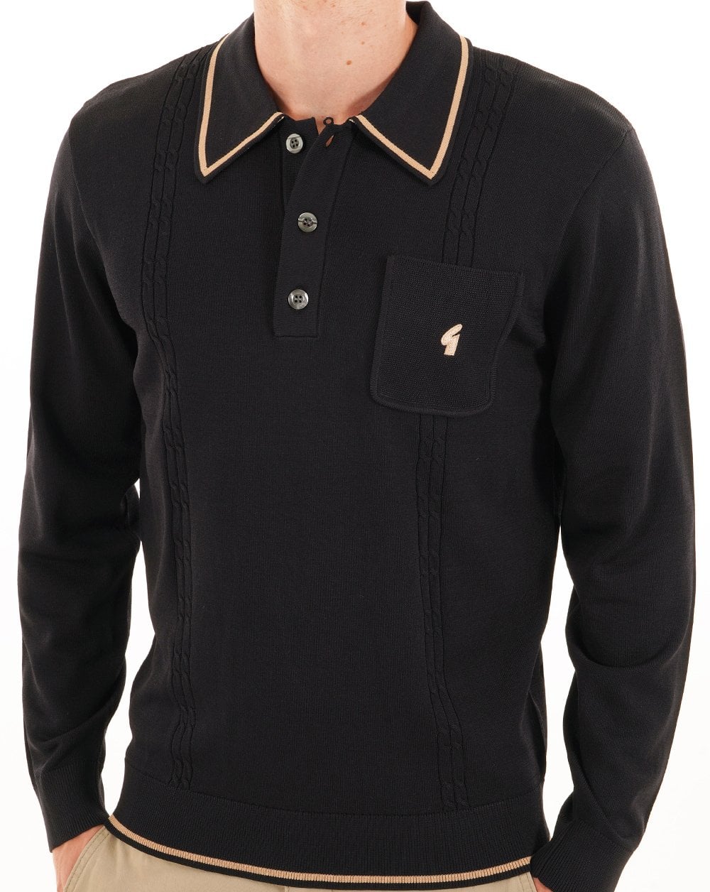 Gabicci Vintage Ned Archive Polo Black - Image 3