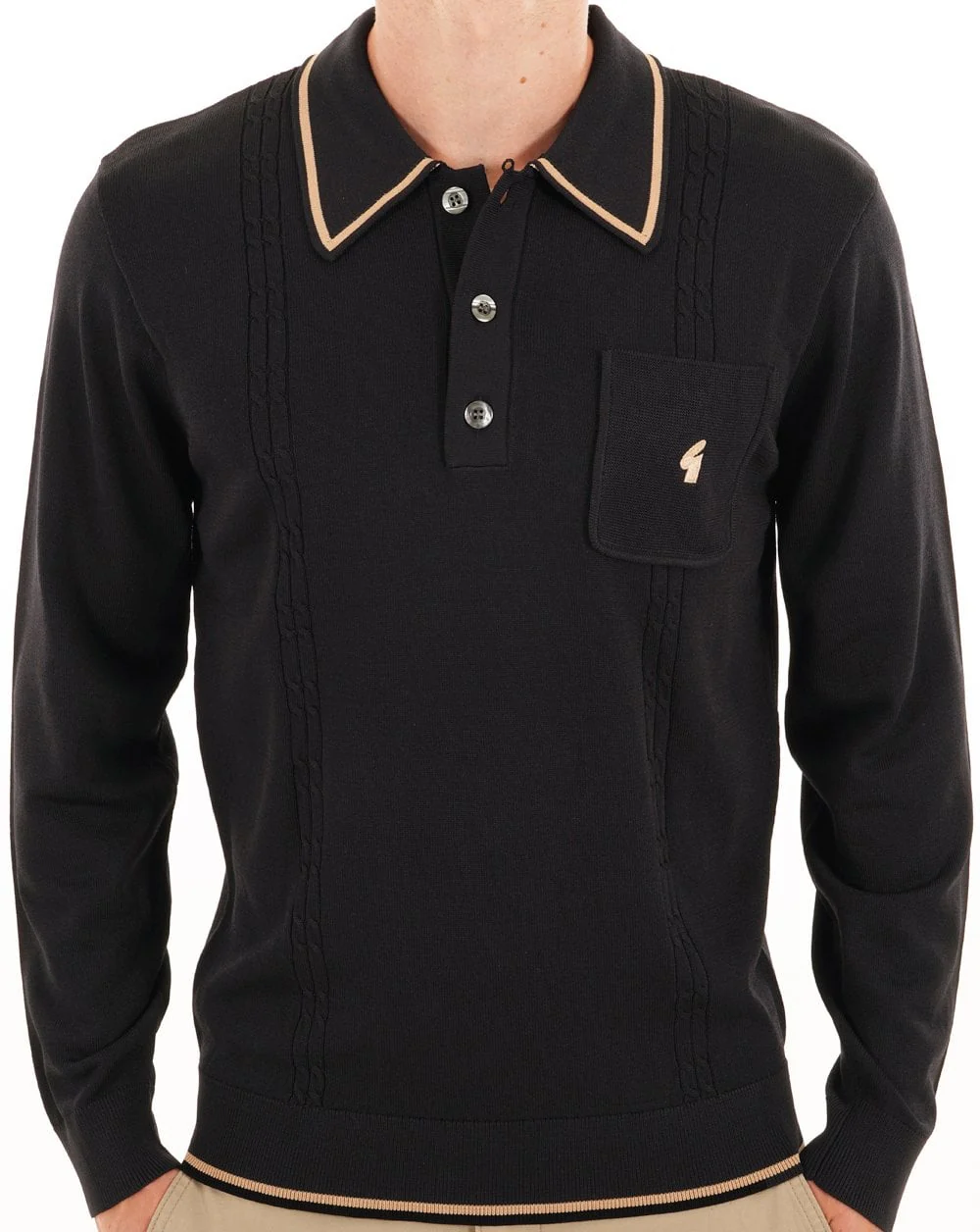 Gabicci Vintage Ned Archive Polo Black - Image 4