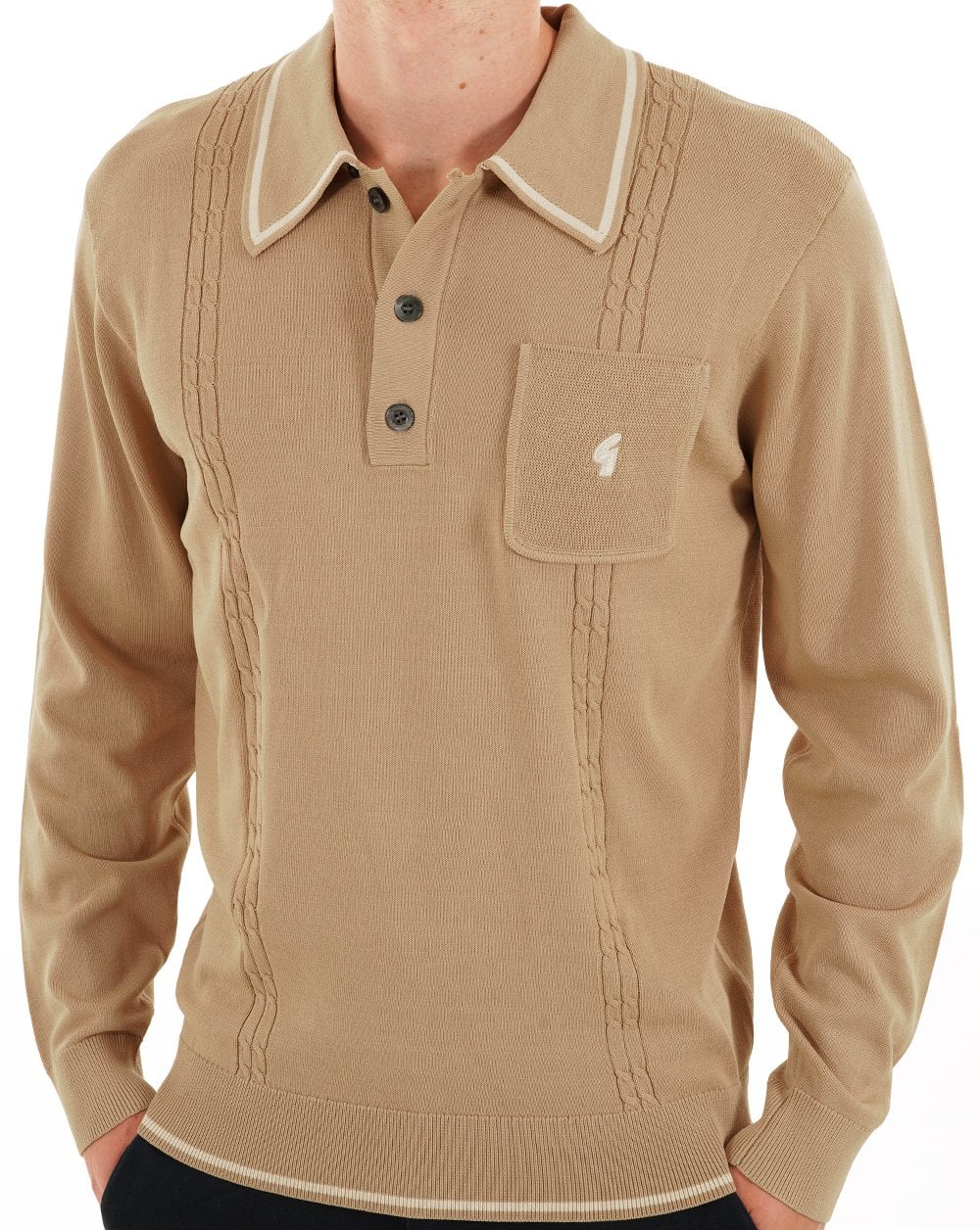 Gabicci Vintage Ned Archive Polo Nutmeg - Image 3