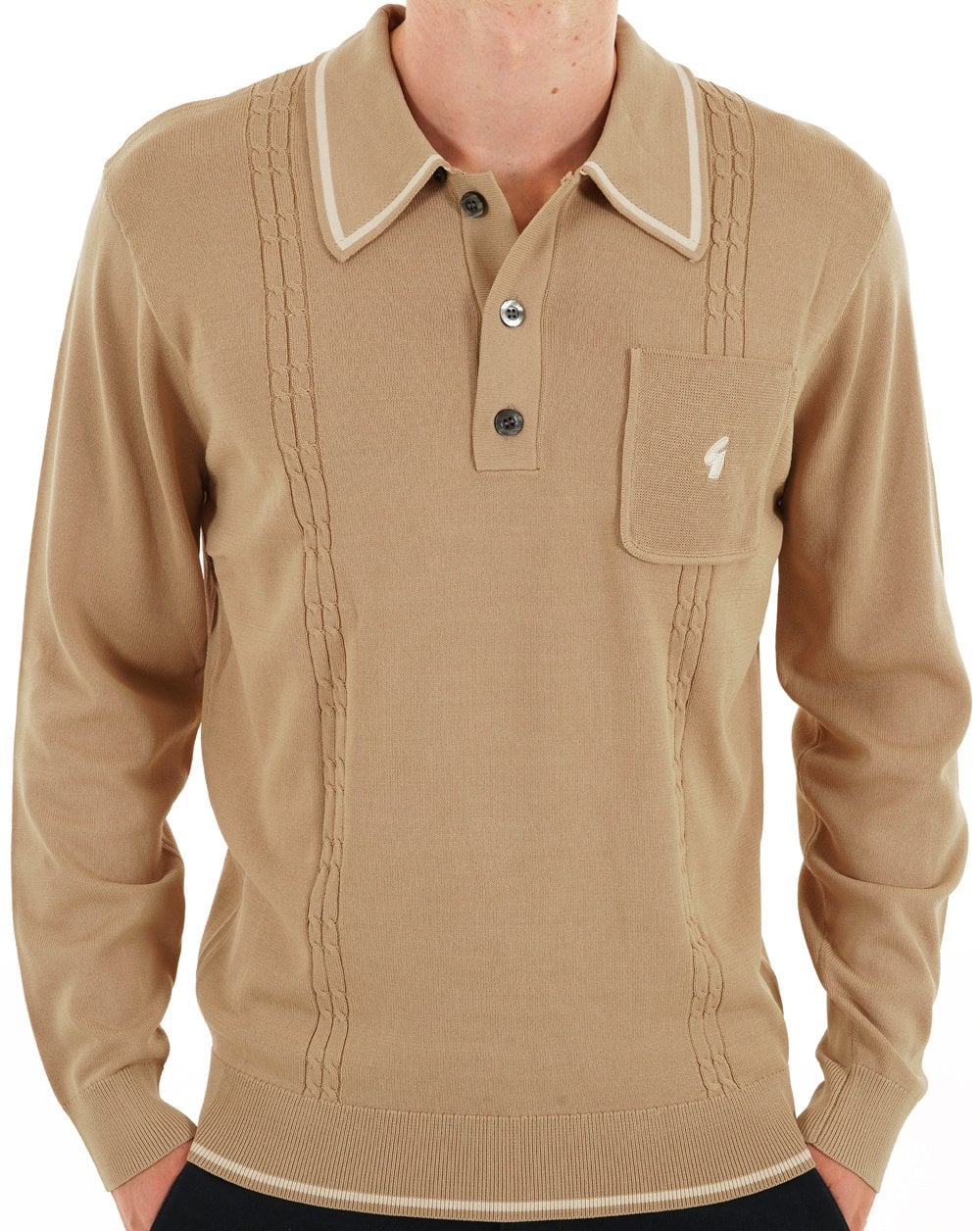 Gabicci Vintage Ned Archive Polo Nutmeg - Image 4