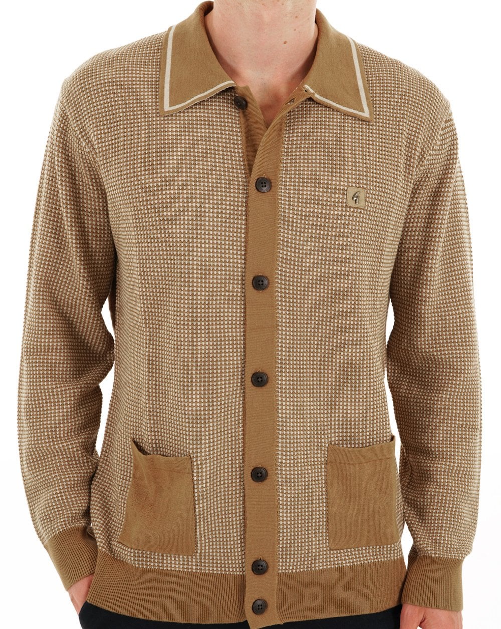 Gabicci Vintage Noel Button Through Knit Nutmeg - Image 4
