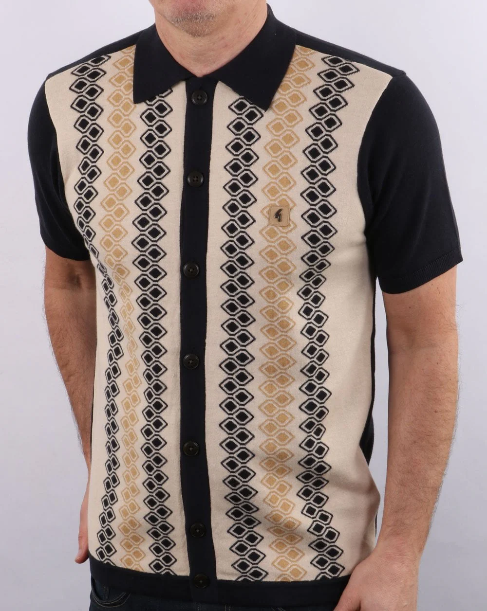 Gabicci Vintage Olivier Knitted Polo Navy - Image 3