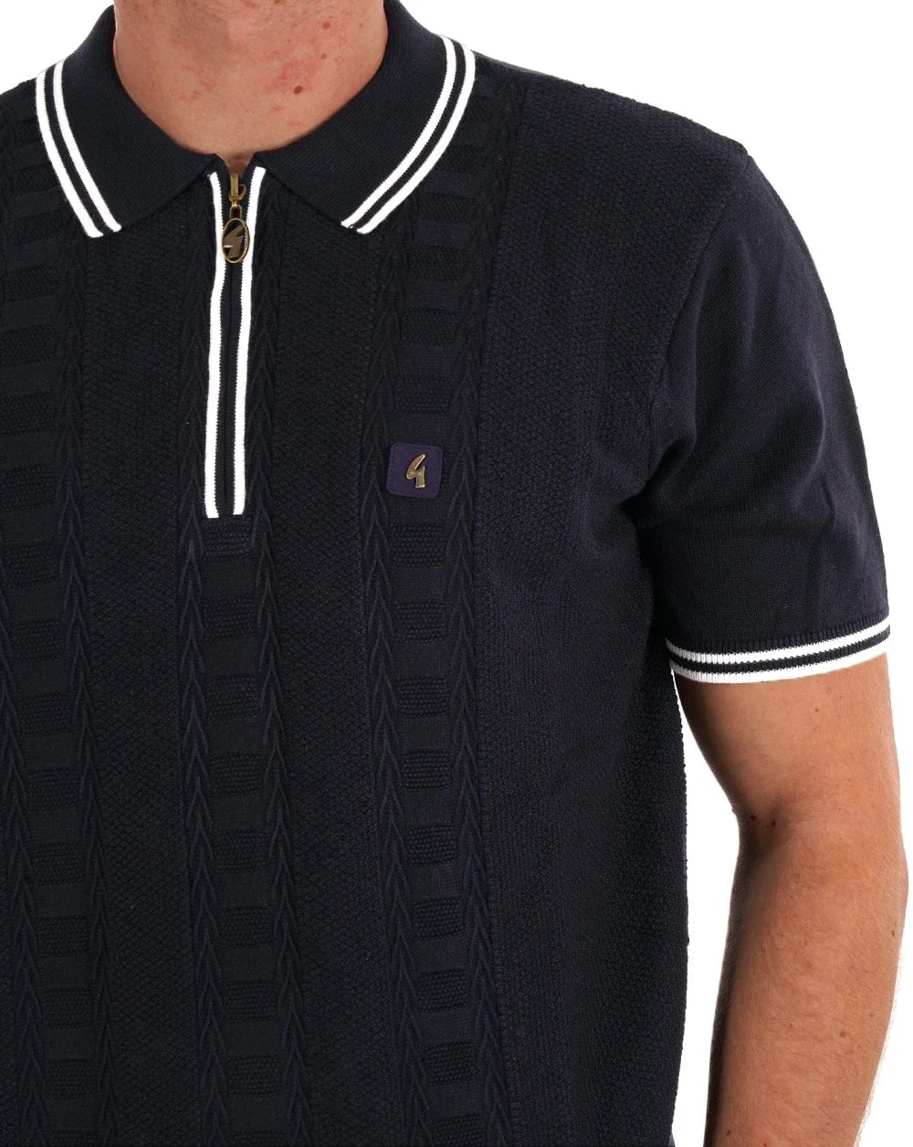 Gabicci Vintage Pausini Knitted Polo Navy - Image 3