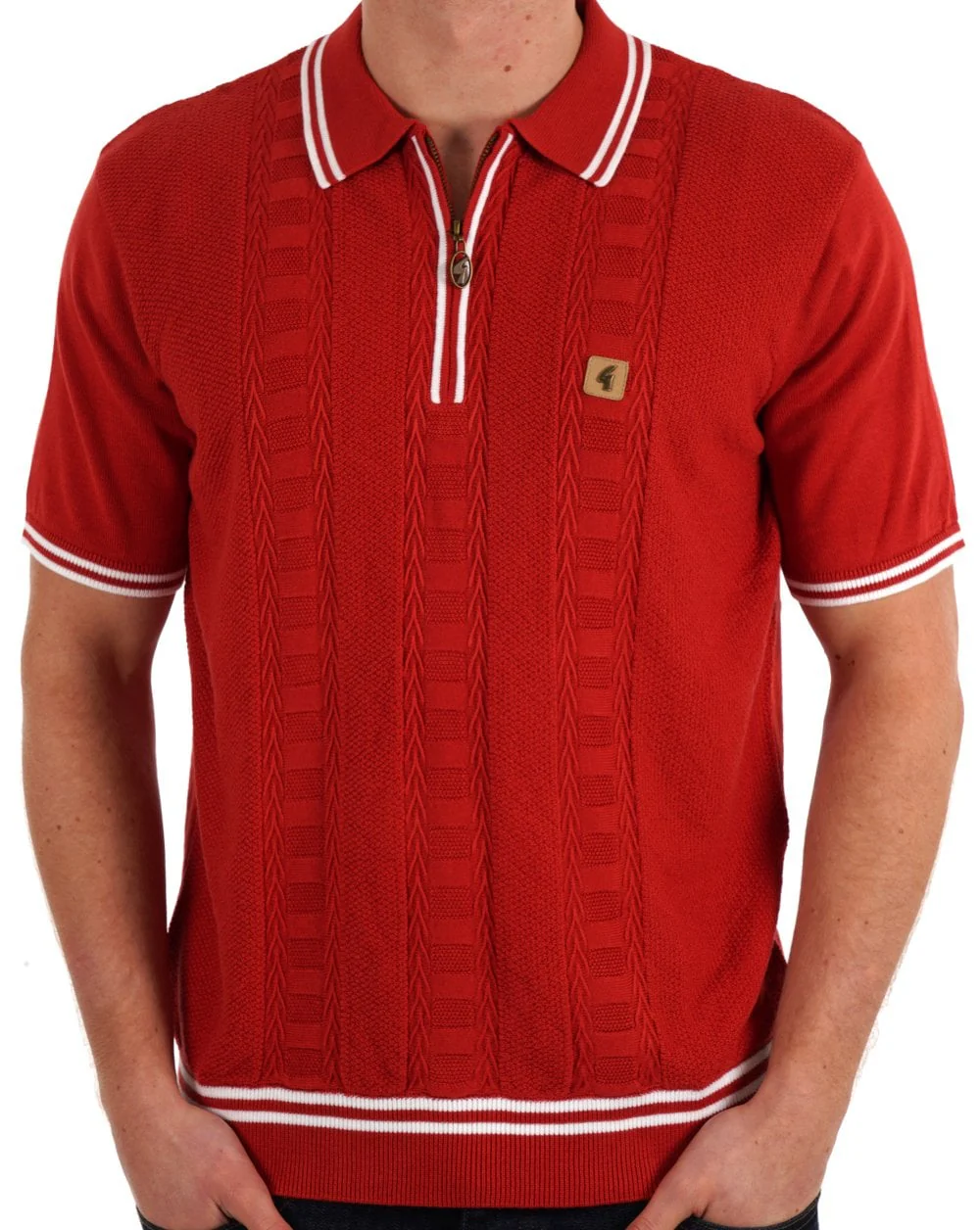 Gabicci Vintage Pausini Knitted Polo Salsa Red - Image 3