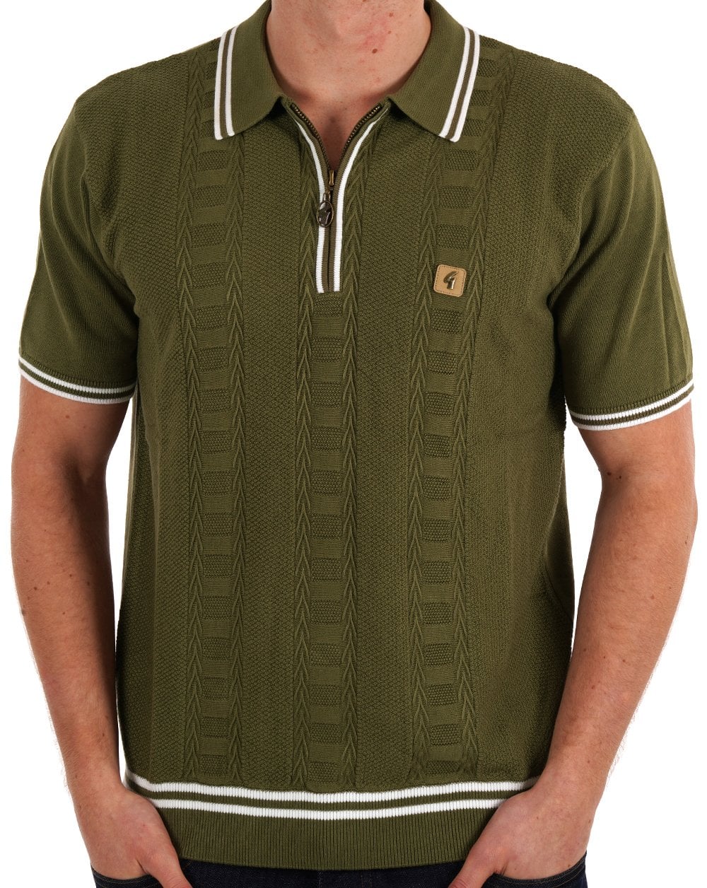 Gabicci Vintage Pausini Knitted Polo Spruce Green - Image 3