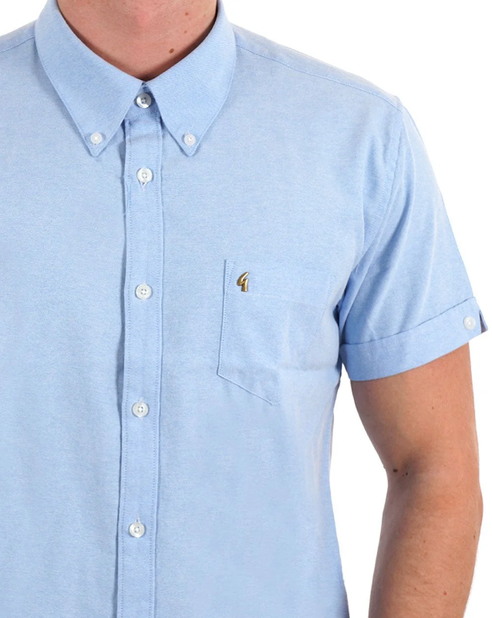 Gabicci Vintage Perez SS Oxford Shirt Sky Blue - Image 2