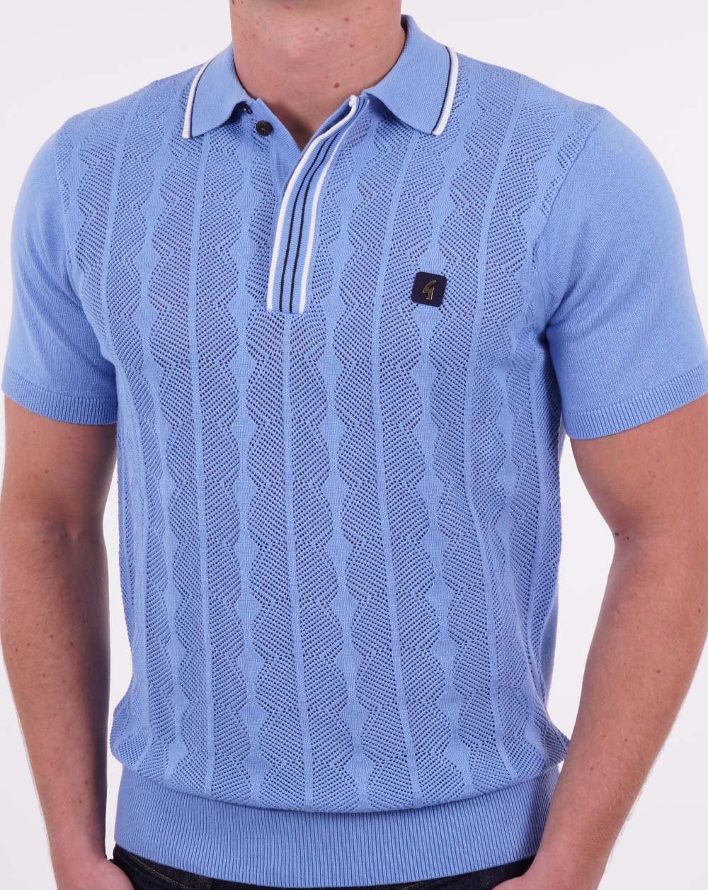 Gabicci Vintage Pinori Knit Polo Marina Blue - Image 3