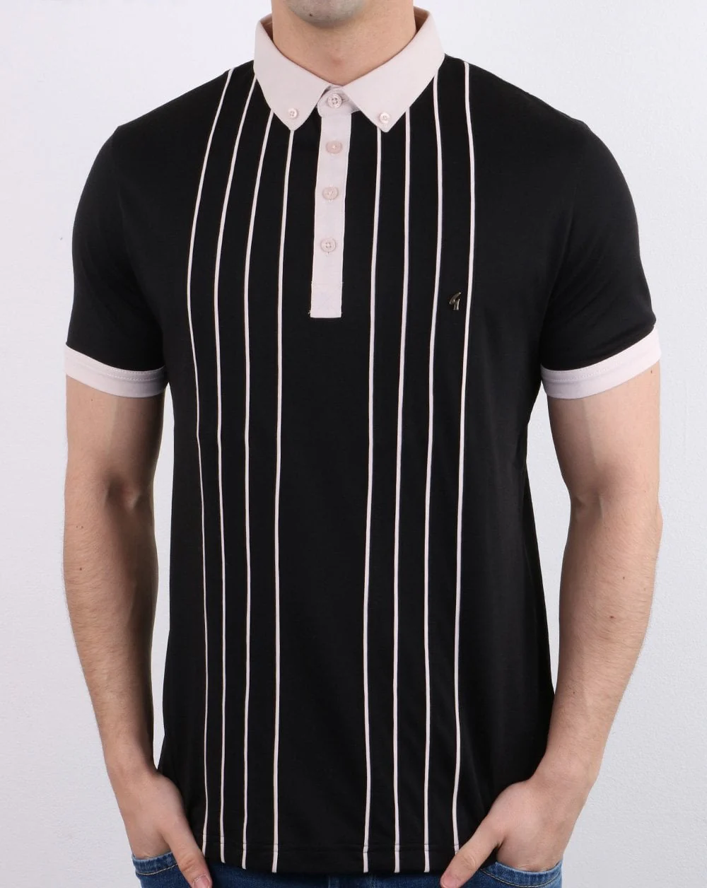 Gabicci Vintage Piper Polo Shirt Black - Image 2