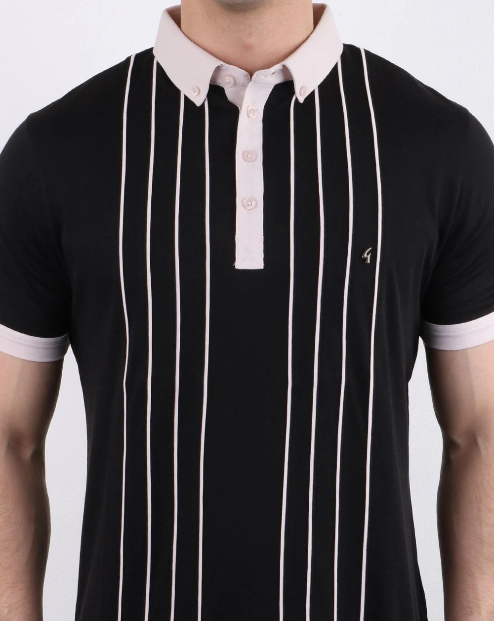 Gabicci Vintage Piper Polo Shirt Black - Image 3