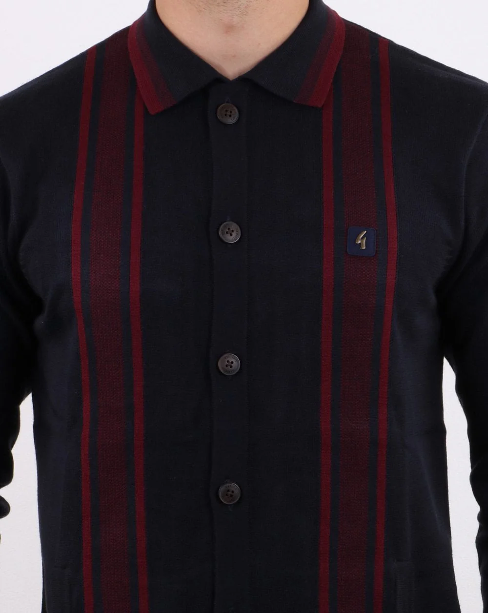 Gabicci Vintage Polo Full Button Navy - Image 4