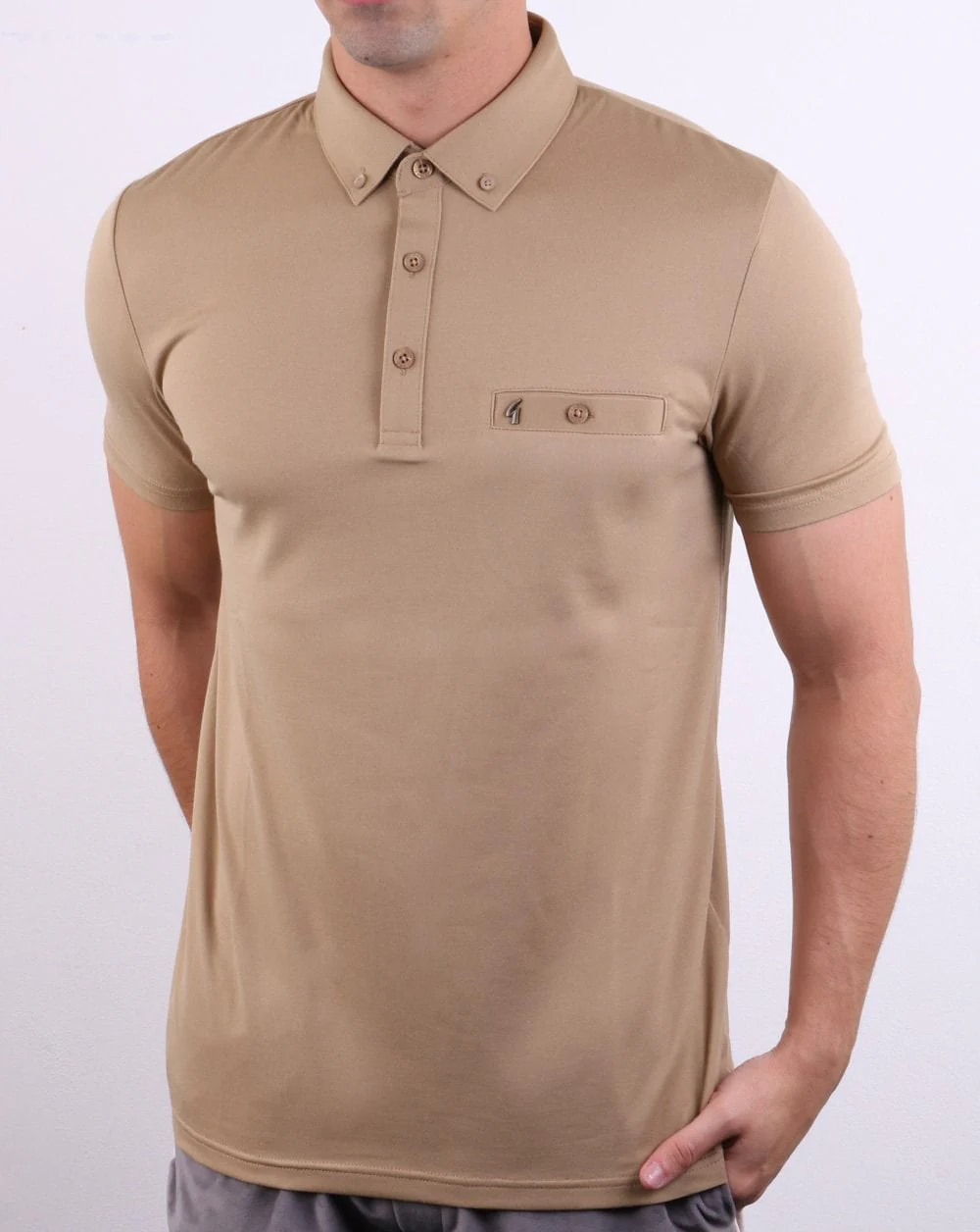 Gabicci Vintage Polo Shirt Oat - Image 2