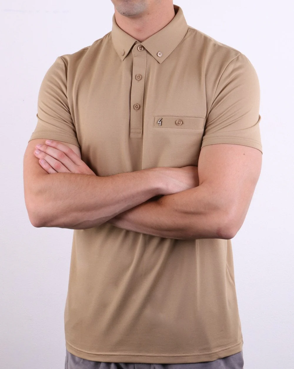 Gabicci Vintage Polo Shirt Oat - Image 3
