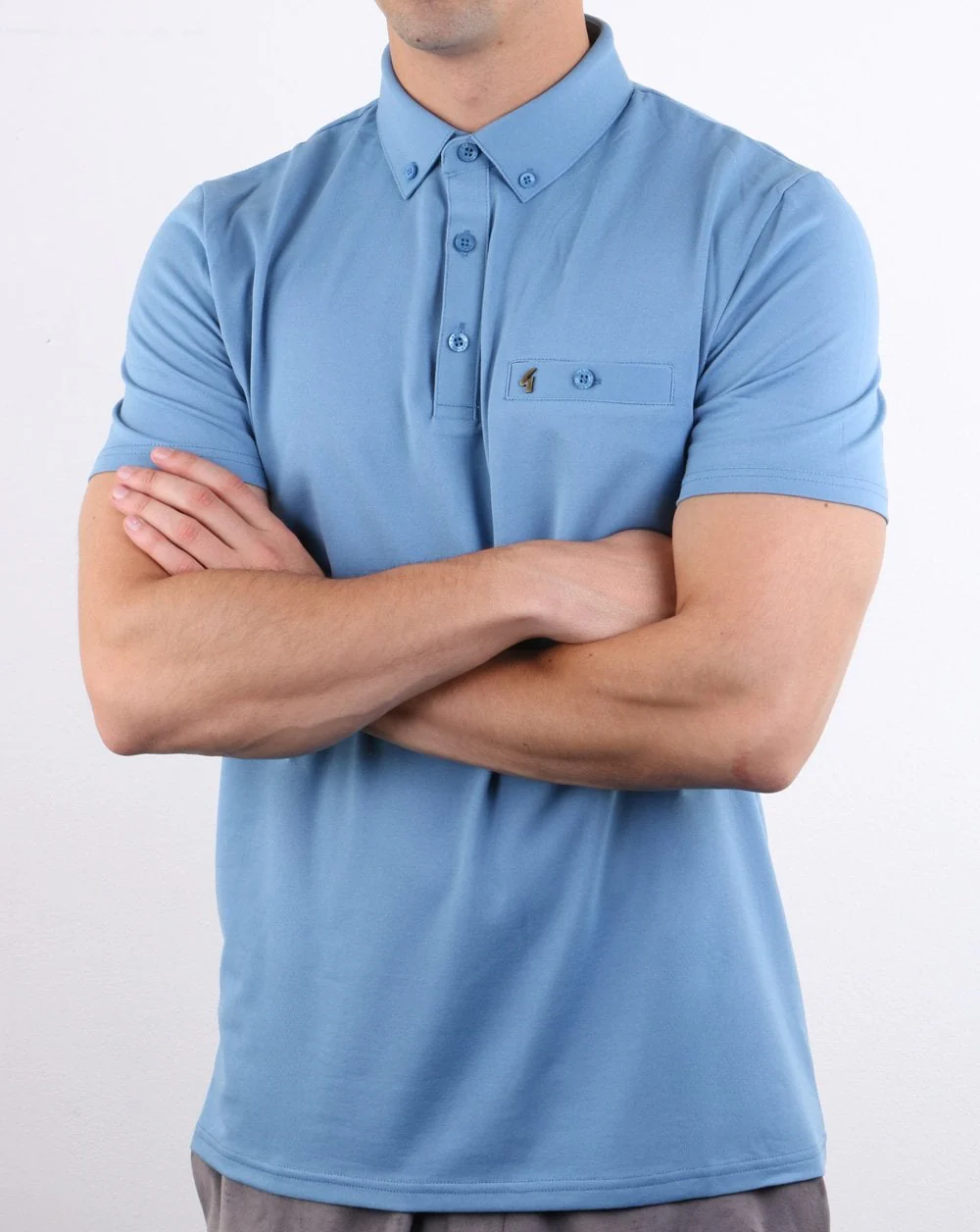 Gabicci Vintage Polo Shirt Shadow Blue - Image 3