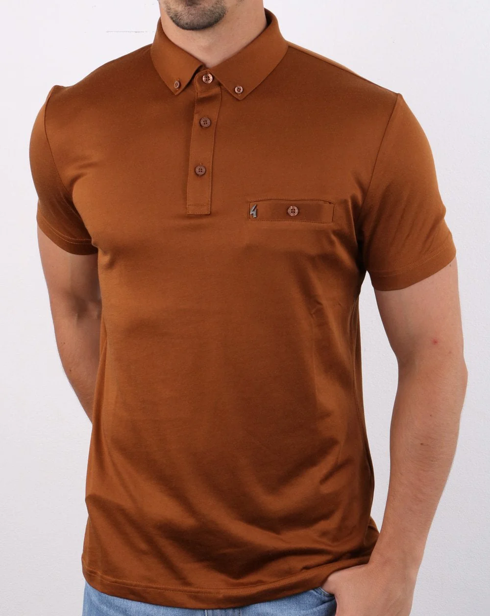 Gabicci Vintage Polo Shirt Toffee - Image 2