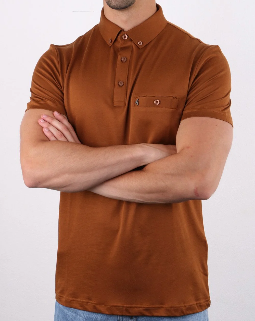 Gabicci Vintage Polo Shirt Toffee - Image 3