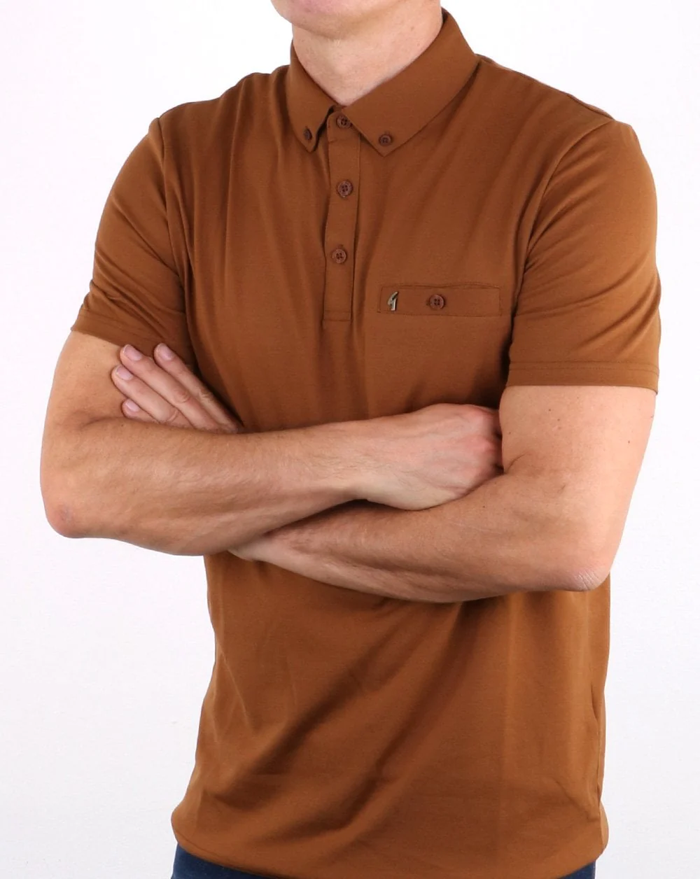 Gabicci Vintage Polo Shirt Toffee - Image 3