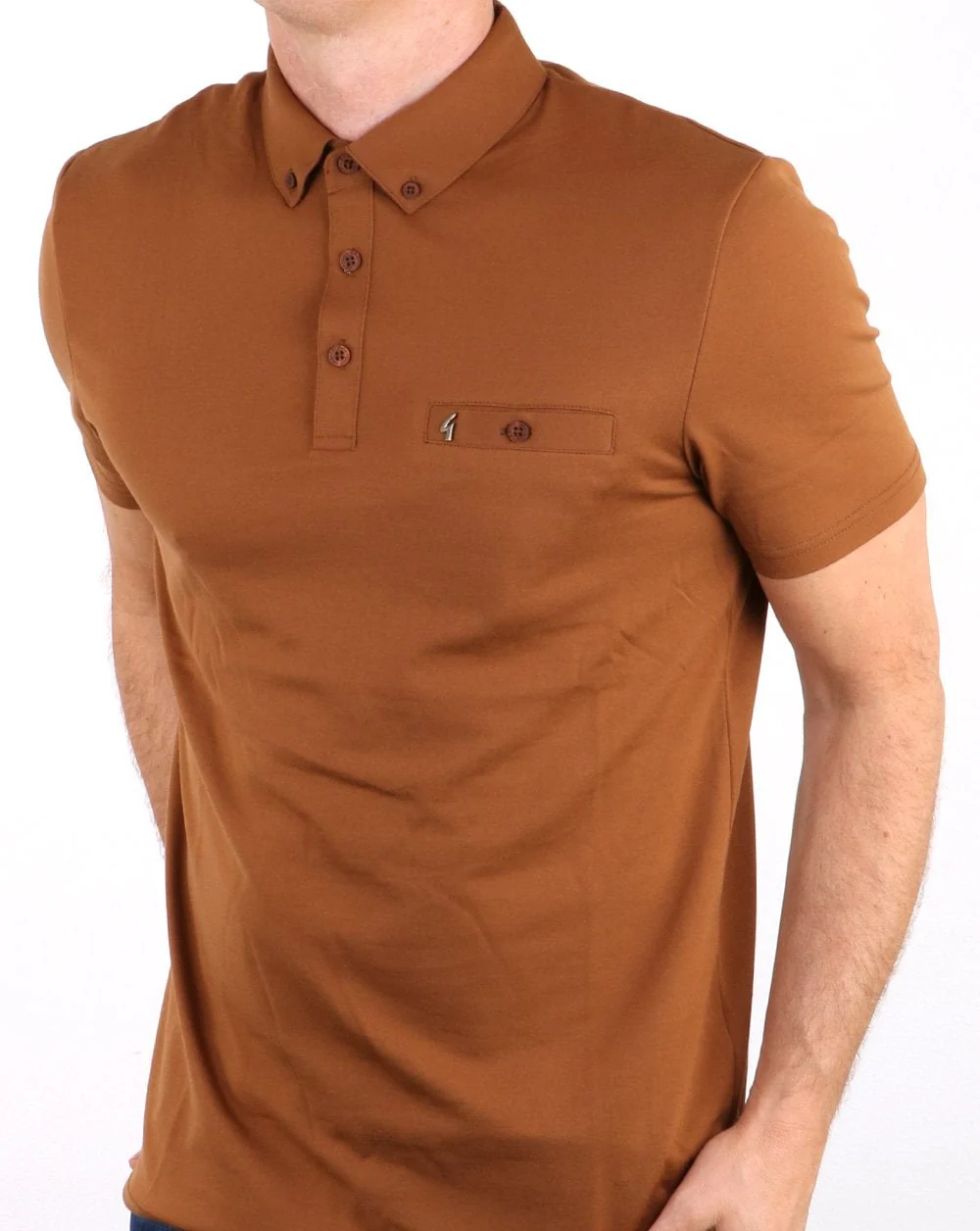 Gabicci Vintage Polo Shirt Toffee - Image 4