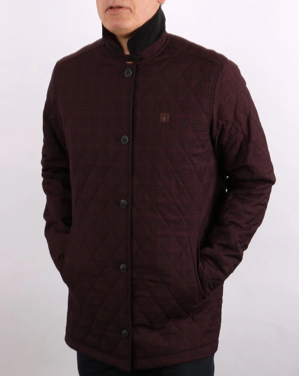 Gabicci Vintage Reversible Short Mac in Black/Port - Image 2
